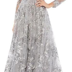 Mac Duggal | Dresses | Mac Duggal Nwt Boat Neck Long Sheer Sleeve ...